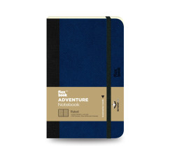 Flexbook Adventure vonalas jegyzetf�zet � kir�lyk�k, 9 � 14 cm, m�b�r bor�t�val, bels� zsebbel �s k�nyvjelz�vel