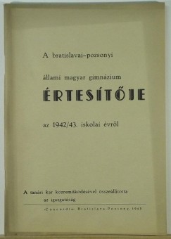 A bratislavai llami magyar gimnzium rtestje az 1942/43. iskolai vrl