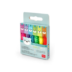 Maci alakú mini szövegkiemelő, 6 szín/szett (LEGAMI - STATIONERY)