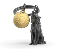 Farkas és Hold, fekete/arany - Kulcstartó