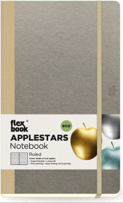 Flexbook Applestars vonalas jegyzetfüzet ezüst, 13 × 21 cm, almaalapú környezetbarát borítóval