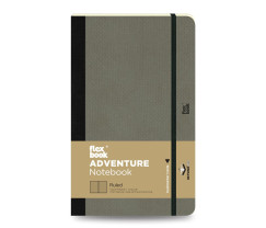 Flexbook Adventure vonalas jegyzetf�zet � elef�ntsz�rke, 13 � 21 cm, m�b�r bor�t�val, bels� zsebbel �s k�nyvjelz�vel