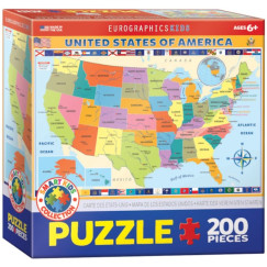 T�rk�p az Egyes�lt �llamokr�l, 200 db-os gyermek puzzle (EUROGRAPHICS, 6200-0651)