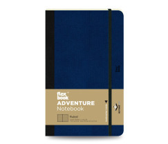 Flexbook Adventure vonalas jegyzetfüzet királykék, 13 × 21 cm, műbőr borítóval, belső zsebbel és könyvjelzővel
