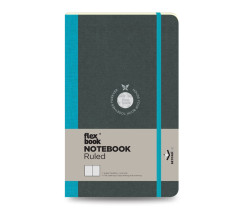 Flexbook Flex Global vonalas jegyzetfüzet türkiz, 13 × 21 cm, belső zsebbel és gumipánttal