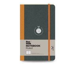 Flexbook Flex Global vonalas jegyzetf�zet � narancss�rga, 13 � 21 cm, bels� zsebbel �s gumip�nttal