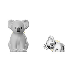 Koala mama kicsinyével, fehér/ezüst - Kitűző