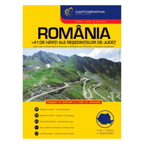 Romnia autatlasz - 1:300000 - romn nyelv rszletgazdag atlasz