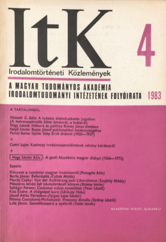 B�r� Ferenc - Irodalomt�rt�neti k�zlem�nyek 1983. LXXXVII. 4. sz�m
