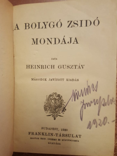 Heinrich Gusztv - A bolyg zsid mondja