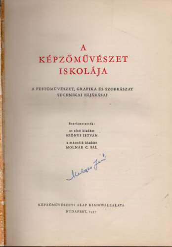 Molnr C. Pl  (szerk.) Sznyi Istvn (szerk.) - A kpzmvszet iskolja (A festmvszet, grafika s szobrszat technikai eljrsai)