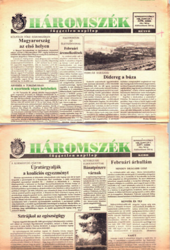 Bogdn Lszl, Ferencz Csaba, Sylvester Lajos Farkas rpd - Hromszk fggetlen napilap 1998 februr: 2256., 2257., 2258., 2259., 2260., 2261., 2262., 2263., 2264., 2265., 2266., 2267., 2268., 2269., 2270., 2271., 2272., 2273., 2274., 2275., 2276., 2277., 2278., 2279. szm