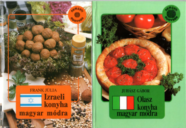 Juhsz Gbor Frank Jlia - 2 db szakcsknyv: Izraeli konyha magyar mdra +Olasz konyha magyar mdra.