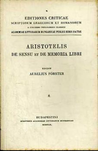 Aristoteles - De sensu et de memoria libri (g�r�g)