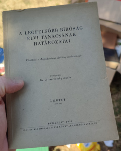 Dr. Nizsalovszky Endre - A legfelsőbb bíróság elvi tanácsának határozatai I.