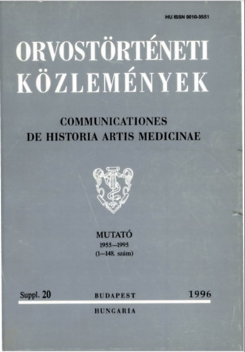 Orvostrtneti Kzlemnyek Suppl. 20 Mutat 1955-1995 (1-148. szm)