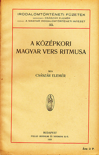 Csszr Elemr - A kzpkori magyar vers ritmusa