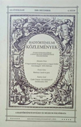Hadtrtnelmi kzlemnyek 113. vfolyam 4. szm 2000. december