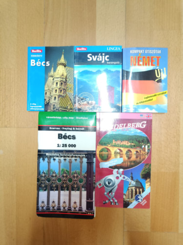Könyvcsomag német nyelvterületre készülőknek (5 könyv): Bécs (Berlitz), Svájc (Berlitz). Bécs - térkép, Heidelberg, Kompakt útiszótár - Német