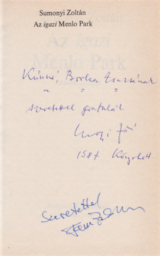 Sumonyi Zoltán - Az igazi Menlo Park (dedikált)