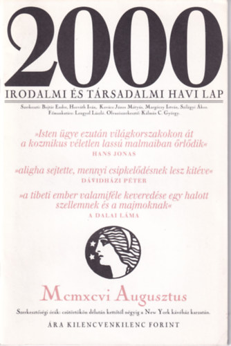2000 Irodalmi s Trsadalmi Havi Lap - 1996. Augusztus