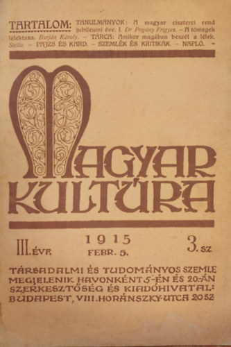 Magyar Kultra III. vf 3. szm (1915.febr. 5.)