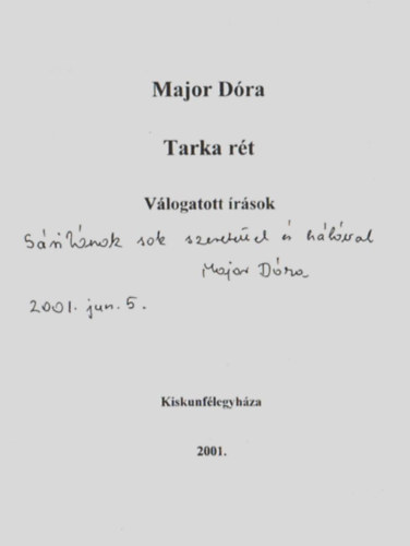 Major Dra - Tarka rt.