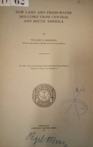 William B. Marshall - New Land and Fresh-Water Molluks from Central and South America