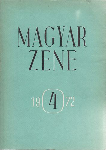 Szinna Undine - Magyar Zene 1972 Zenetudom�nyi Foly�irat