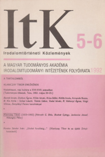 Irodalomtrtneti Kzlemnyek 5-6 / 1992