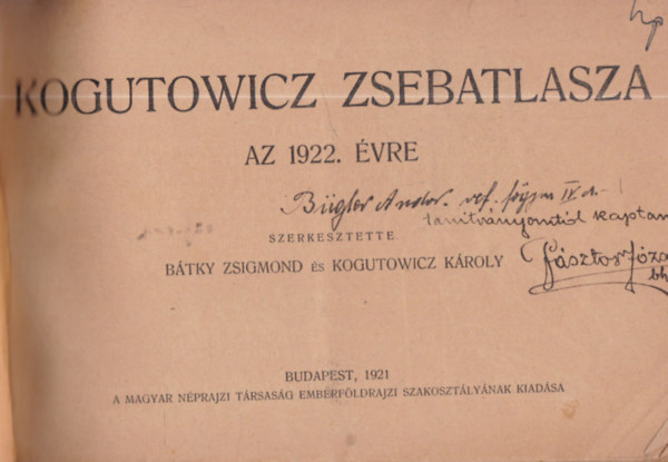 Btky Zsigmond- Kogutowicz Kroly  (szerk) - Kogutowicz zsebatlasza az 1922. vre
