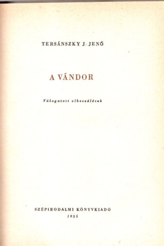 Ters�nszky J�zsi Jen� - A v�ndor