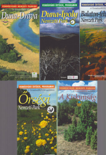 Több szerkesztő - 5 db a Vendégváró értékek, programok füzetekből: A Kiskunság - Őrségi Nemzeti Park - Duna Dráva - Duna-Ipoly Nemzeti Park - Balaton-felvidéki Nemzeti Park