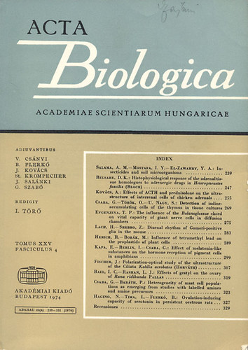 I. Tr  (szerk.) - Acta Biologica (A Magyar Tudomnyos Akadmia biolgiai kzlemnyei)- Tomus XXV., Fasciculus 4.