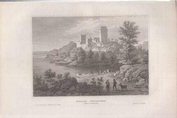 Schloss Weideneck (Nieder-Oesterreich) (Weideneck vára, Ausztria, Európa) (16x23,5 cm méretű eredeti acélmetszet, 1856-ból)