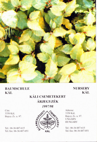 Kli csemetekert rjegyzke 1997/98