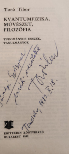 Tor� Tibor - Kvantumfizika, m�v�szet, filoz�fia. Tudom�nyos essz�k, tanulm�nyok