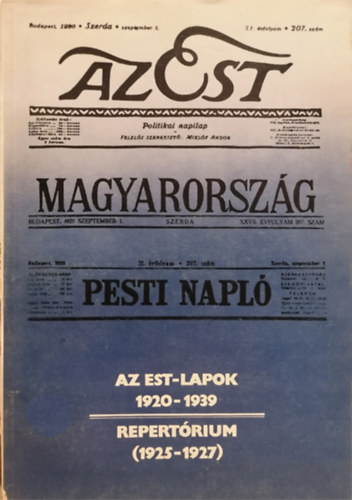Pesti Ern�  (�ssze�ll.) - Az Est-lapok 1920-1939 - Repert�rium (1925-1927)