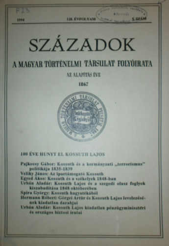 P�l Lajos  (szerk.) - Sz�zadok 128. �vfolyam 5. sz�m