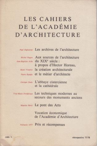 Les cahiers de l'acad�mie d'architecture 1980.1