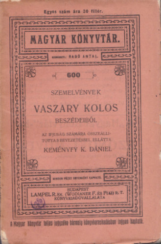 Kemnyfy K. Dniel - Szemelvnyek Vaszary Kolos beszdeibl (Magyar Knyvtr)