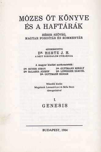 Dr. Hertz J.H. - Mzes t Knyve s a Haftrk (Hber szveg, magyar fordts s kommentr) IV. -Numeri (Reprint)