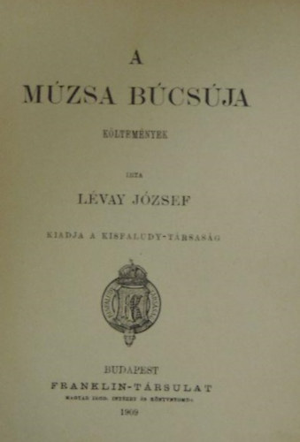 Lévay József - A múzsa búcsúja