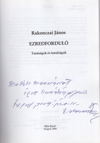 Rakonczai Jnos - Ezredfordul - Tansgok s tanulsgok - Dediklt