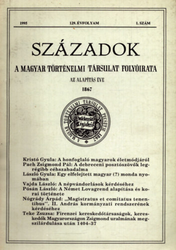 Pl Lajos  (szerk.) - Szzadok 1995/5. (129. vfolyam)