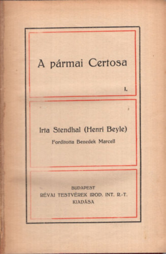 Stendhal - A p�rmai Certosa I-II.