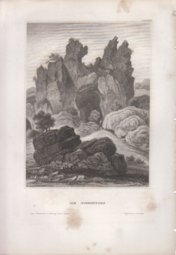 Die Riesenburg (karsztbarlangrom Engelhardsberg mellett, Nmetorszg, Eurpa) (16x23,5 cm mret eredeti aclmetszet, 1856-bl)