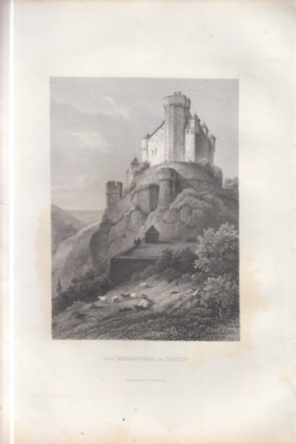 Marksburg vára a Rajnán - eredeti litográfia (metszet)