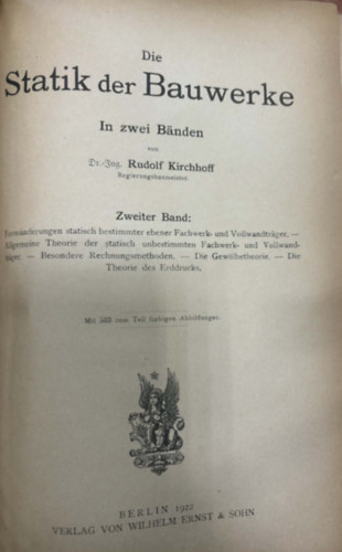 Rudolf Kirchhoff - Die Statik der Bauwerke