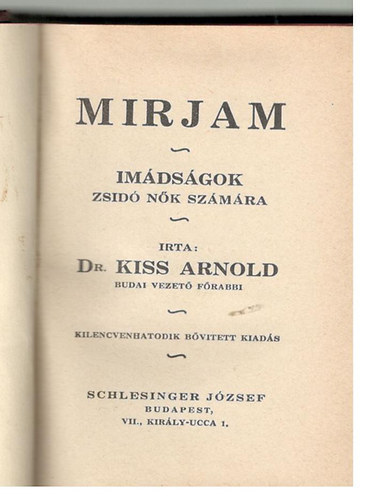 Dr. Kiss Arnold - Mirjam (im�ds�gok zsid� n�k sz�m�ra)